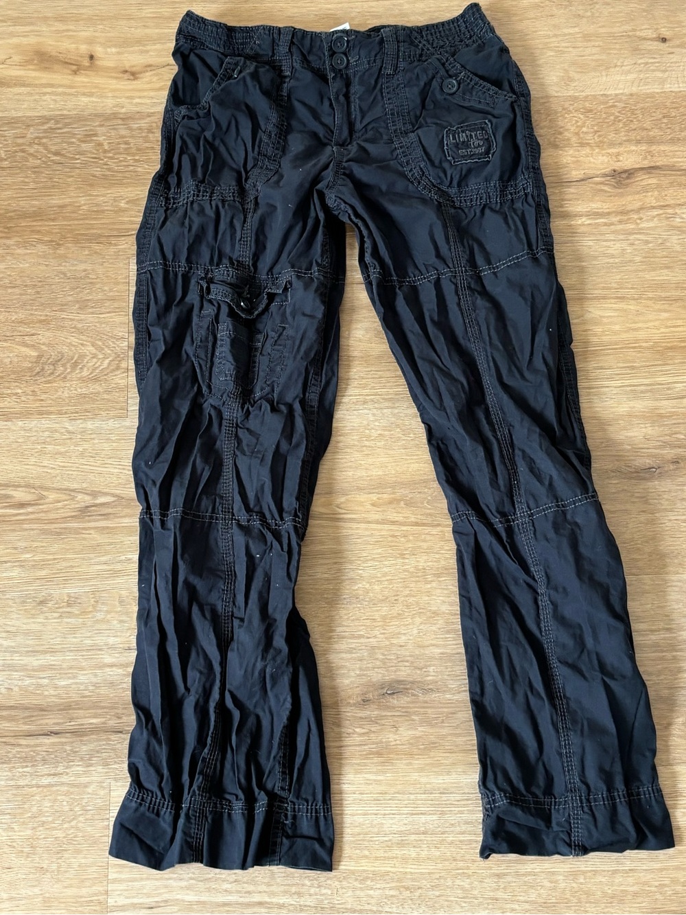 Limited Too Girls Black Cargo Pants Size 16 Y2K Lightweight Utility Pants